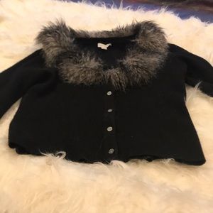 Garnet Hill Ladies Black Cardigan scoop neck.